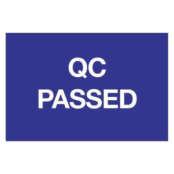 Tape Logic® Labels, "QC Passed", 2" x 3", Blue/White, 500/Roll