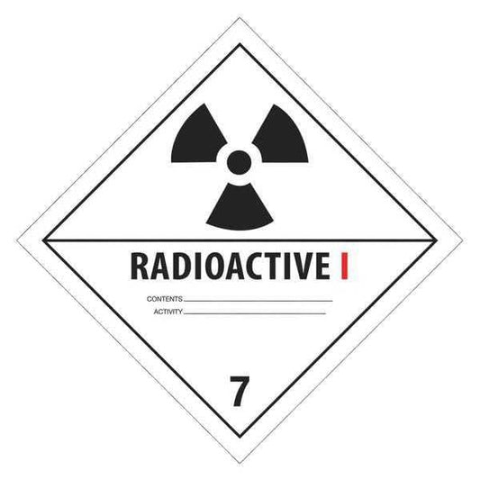 Tape Logic® Labels, "Radioactive I", 4" x 4", Black/White/Red, 500/Roll