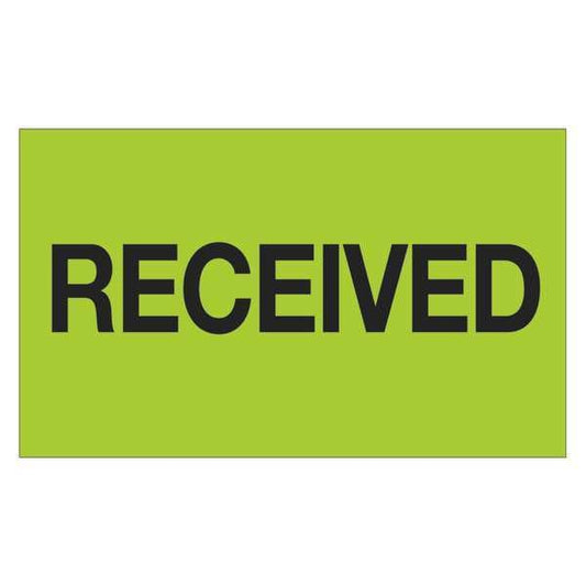 Tape Logic® Labels, "Received", 3" x 5", Fluorescent Green, 500/Roll