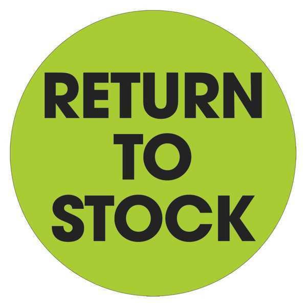 Tape Logic® Labels, "Return To Stock", 2" Circle, Fluorescent Green, 500/Roll
