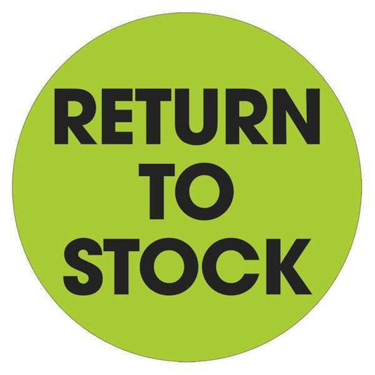 Tape Logic® Labels, "Return To Stock", 2" Circle, Fluorescent Green, 500/Roll