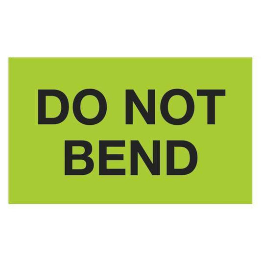 Tape Logic® Labels, "Do Not Bend", 3" x 5", Fluorescent Green, 500/Roll