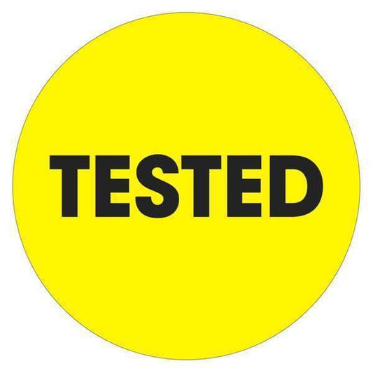Tape Logic® Labels, "Tested", 2" Circle, Fluorescent Yellow, 500/Roll
