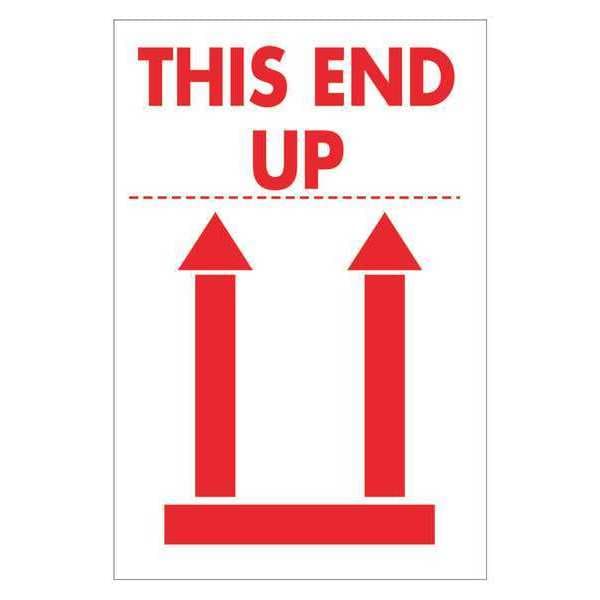 Tape Logic® Labels, "This End Up", 2" x 3", Red/White, 500/Roll