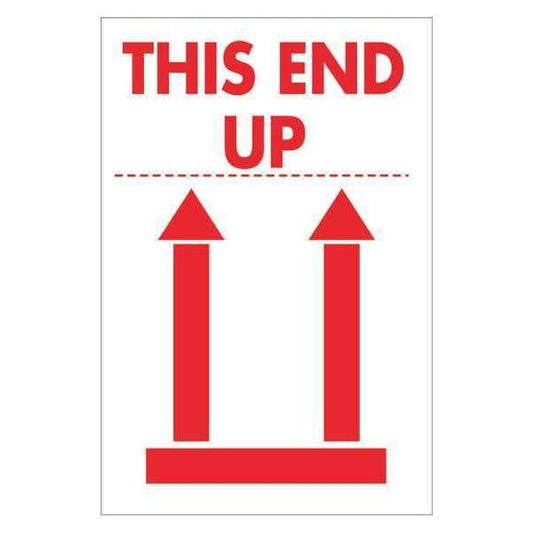 Tape Logic® Labels, "This End Up", 2" x 3", Red/White, 500/Roll