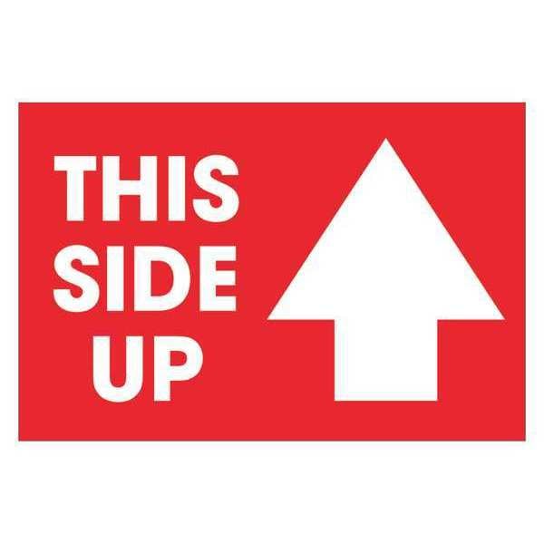 Tape Logic® Labels, "This Side Up" Arrow, 2" x 3", Red/White, 500/Roll