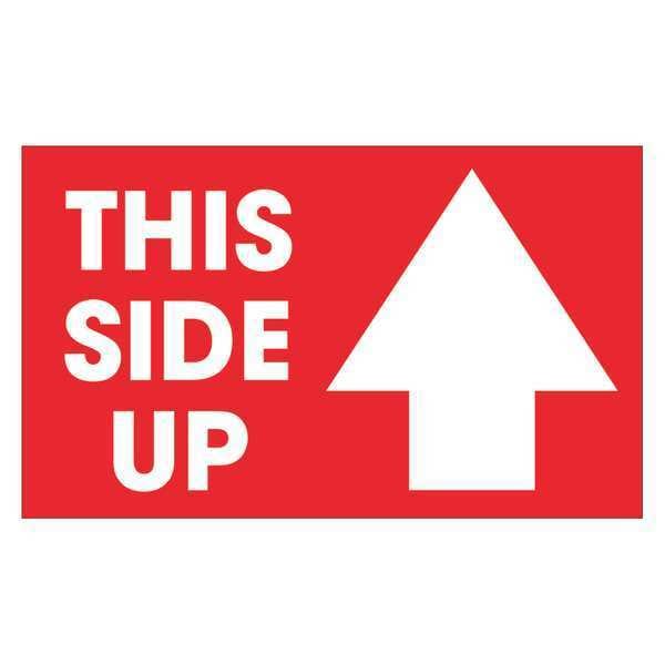 Tape Logic® Labels, "This Side Up", Arrow, 3" x 5", Red/White, 500/Roll
