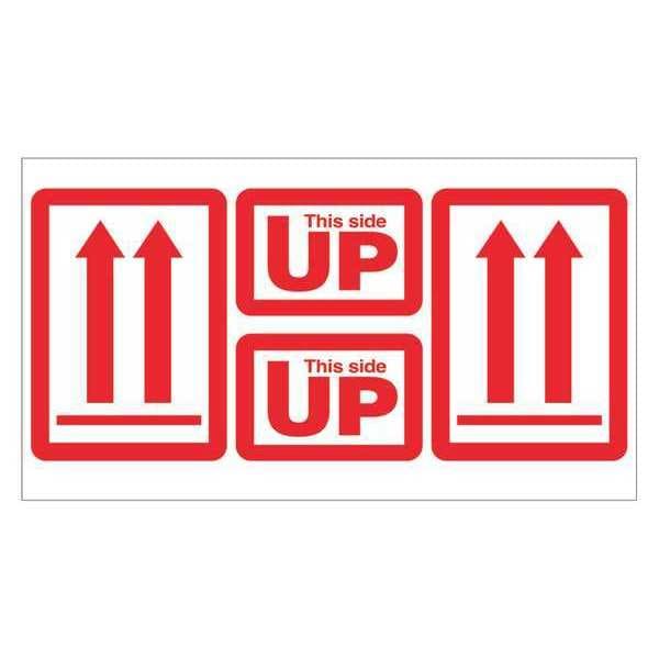 Tape Logic® Labels, "This Side Up", Arrow, 5" x 9", Red/White, 500/Roll