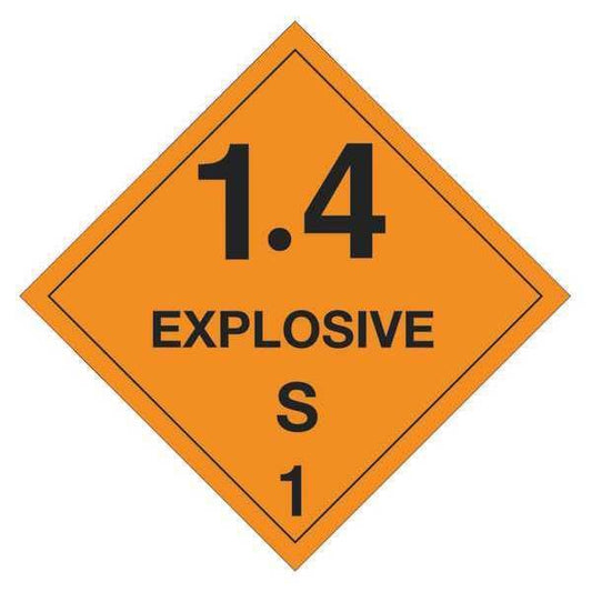 Tape Logic® Labels, "1.4 - Explosive - S 1", 4" x 4", Orange/Black, 500/Roll