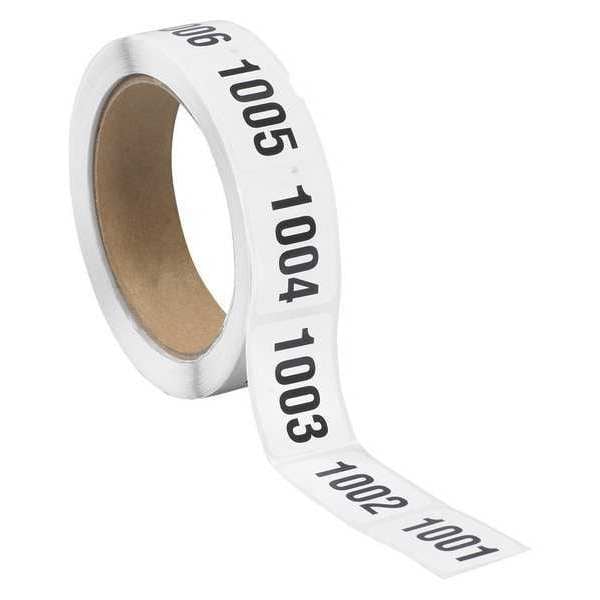 Tape Logic® Consecutive Numbered Labels, "(1001-1500)", 1" x 1 1/2", Black/White, 500/Roll