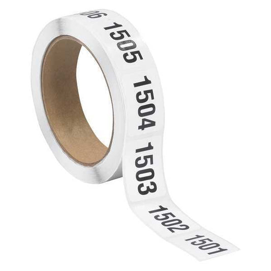 Tape Logic® Consecutive Numbered Labels, "(1501-2000)", 1" x 1 1/2", Black/White, 500/Roll