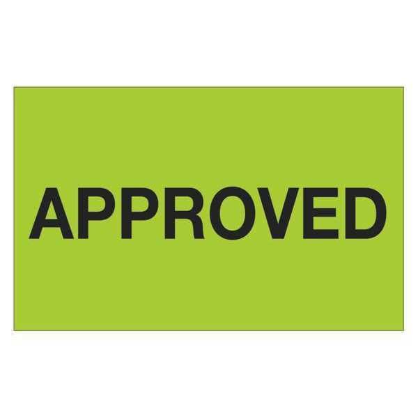 Tape Logic® Labels, "Approved", 1 1/4" x 2", Fluorescent Green, 500/Roll