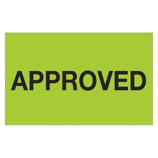 Tape Logic® Labels, "Approved", 1 1/4" x 2", Fluorescent Green, 500/Roll