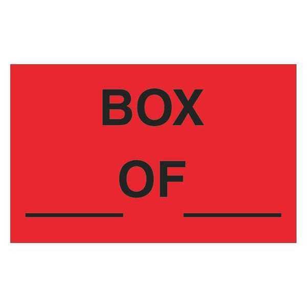 Tape Logic® Labels, "Box ___ Of ___", 1 1/4" x 2", Fluorescent Red, 500/Roll