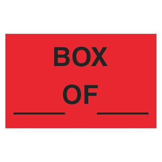 Tape Logic® Labels, "Box ___ Of ___", 1 1/4" x 2", Fluorescent Red, 500/Roll
