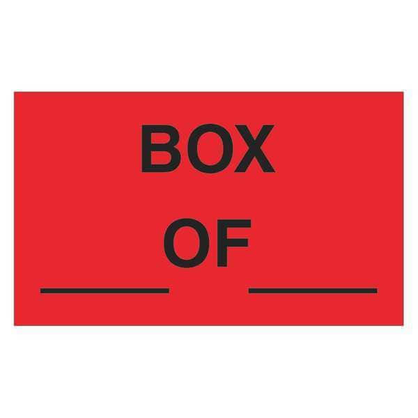 Tape Logic® Labels, "Box ___ of ___", 3" x 5", Fluorescent Red, 500/Roll