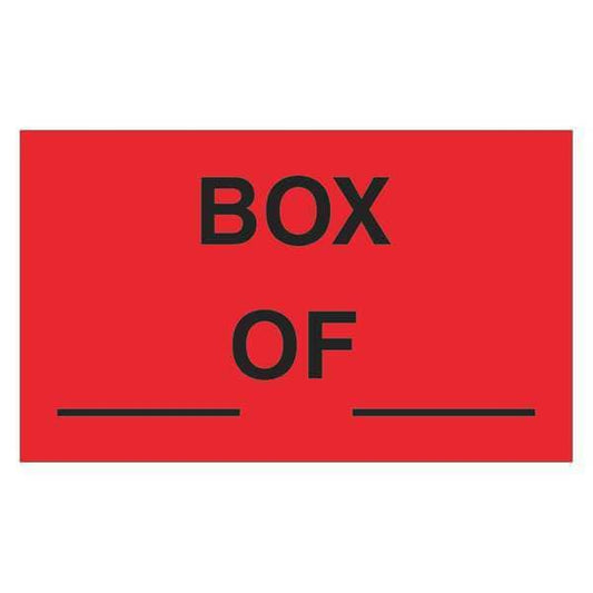 Tape Logic® Labels, "Box ___ of ___", 3" x 5", Fluorescent Red, 500/Roll