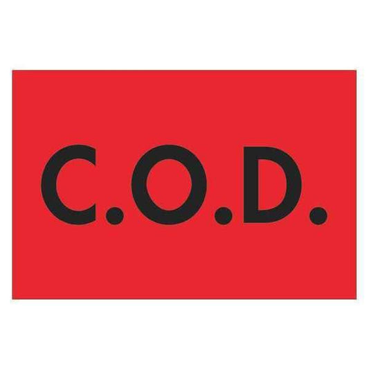 Tape Logic® Labels, "C.O.D.", 2" x 3", Fluorescent Red, 500/Roll