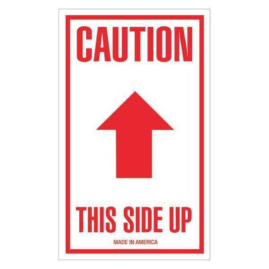 Tape Logic® Labels, "Caution - This Side Up", Arrow, 3" x 5", Red/White, 500/Roll