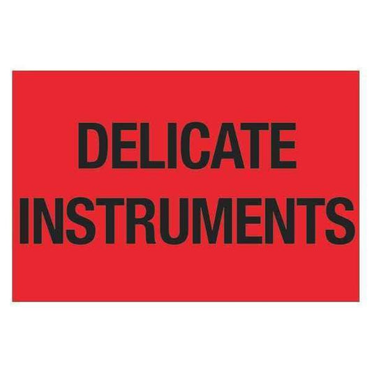 Tape Logic® Labels, "Delicate Instruments", 2" x 3", Fluorescent Red, 500/Roll