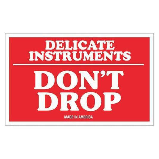 Tape Logic® Labels, "Delicate Instruments - Don't Drop", 3" x 5", Red/White, 500/Roll