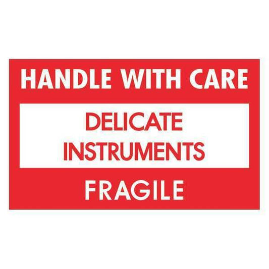 Tape Logic® Labels, "Delicate Instruments - HWC", 3" x 5", Red/White/Black, 500/Roll