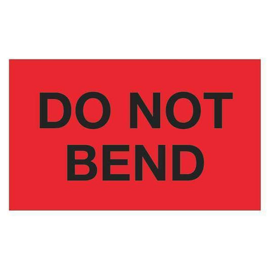 Tape Logic® Labels, "Do Not Bend", 3" x 5", Fluorescent Red, 500/Roll