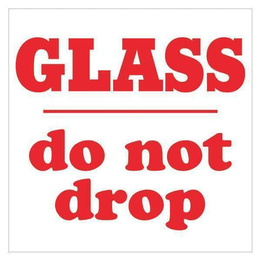 Tape Logic® Labels, "Glass - Do Not Drop", 3" x 4", Red/White, 500/Roll