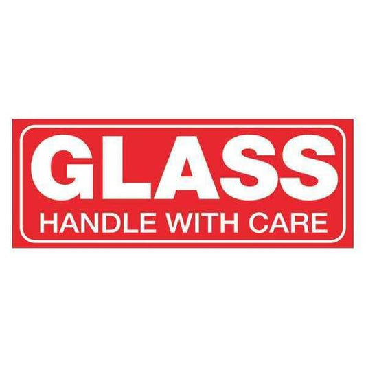 Tape Logic® Labels, "Glass - Handle With Care", 1 1/2" x 4", Red/White, 500/Roll