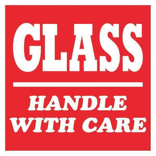 Tape Logic® Labels, "Glass - Handle with Care", 3" x 4", Red/White, 500/Roll