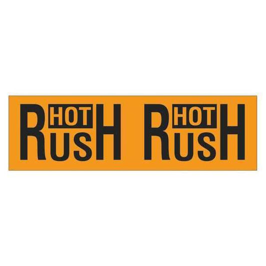 Tape Logic® Labels, "Hot Rush", 3" x 10", Fluorescent Orange, 500/Roll