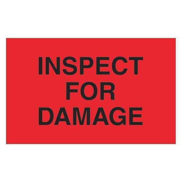 Tape Logic® Labels, "Inspect For Damage", 1 1/4" x 2", Fluorescent Red, 500/Roll