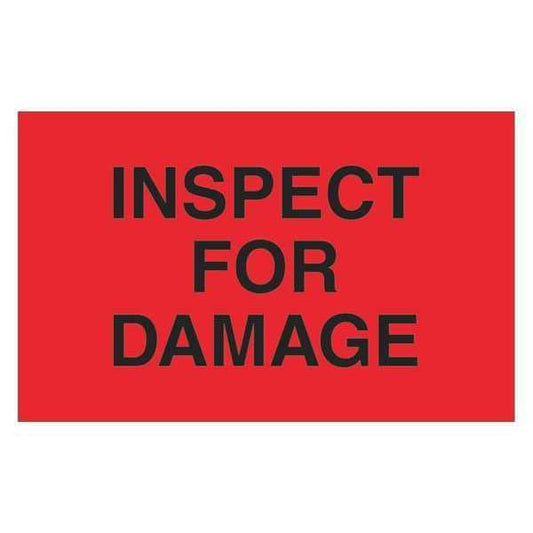 Tape Logic® Labels, "Inspect For Damage", 1 1/4" x 2", Fluorescent Red, 500/Roll
