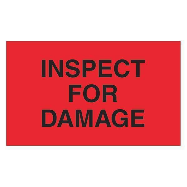 Tape Logic® Labels, "Inspect For Damage", 3" x 5", Fluorescent Red, 500/Roll