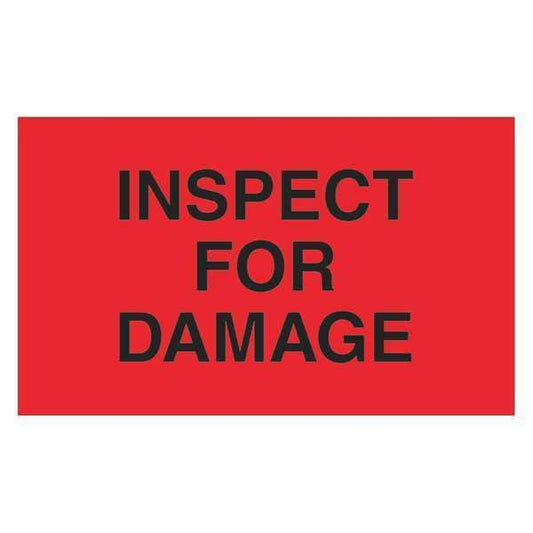 Tape Logic® Labels, "Inspect For Damage", 3" x 5", Fluorescent Red, 500/Roll