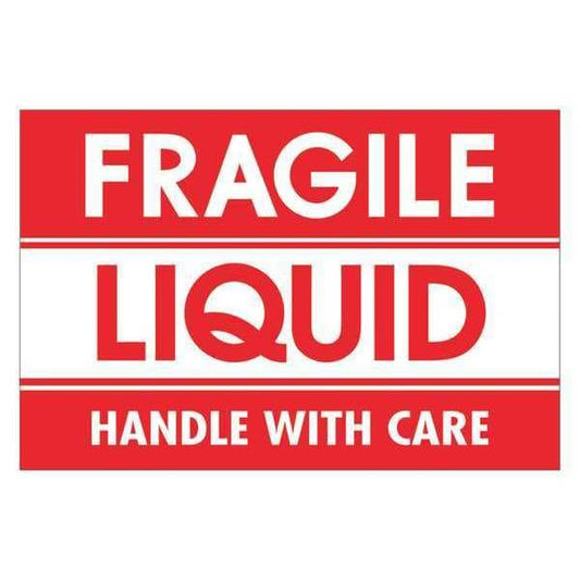 Tape Logic® Labels, "Fragile - Liquid - Handle With Care, 2" x 3", Red/White, 500/Roll