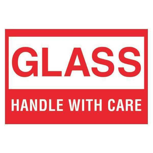 Tape Logic® Labels, "Glass - Handle With Care, 2" x 3", Red/White, 500/Roll