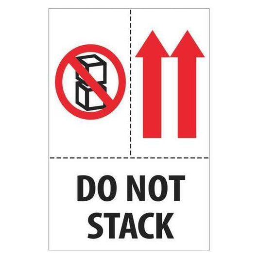 Tape Logic® Labels, "Do Not Stack", 4" x 6", Red/White/Black, 500/Roll