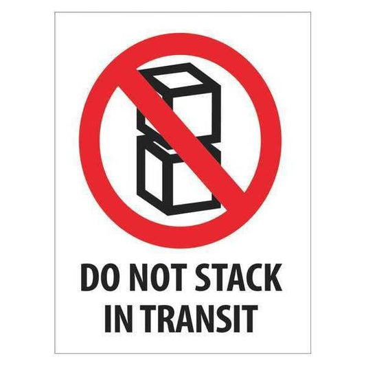 Tape Logic® Labels, "Do Not Stack In Transit", 3" x 4", Red/White/Black, 500/Roll