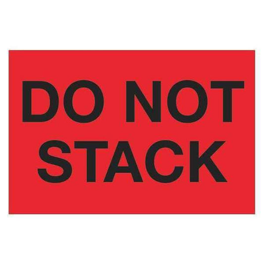 Tape Logic® Labels, "Do Not Stack", 2" x 3", Fluorescent Red, 500/Roll