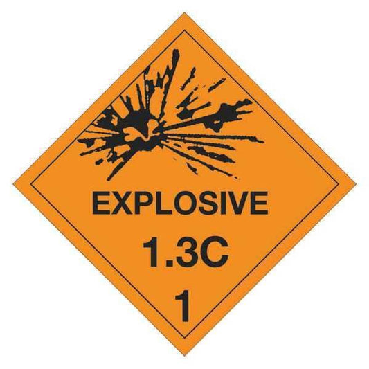 Tape Logic® Labels, "Explosive - 1.3C - 1", 4" x 4", Orange/Black, 500/Roll