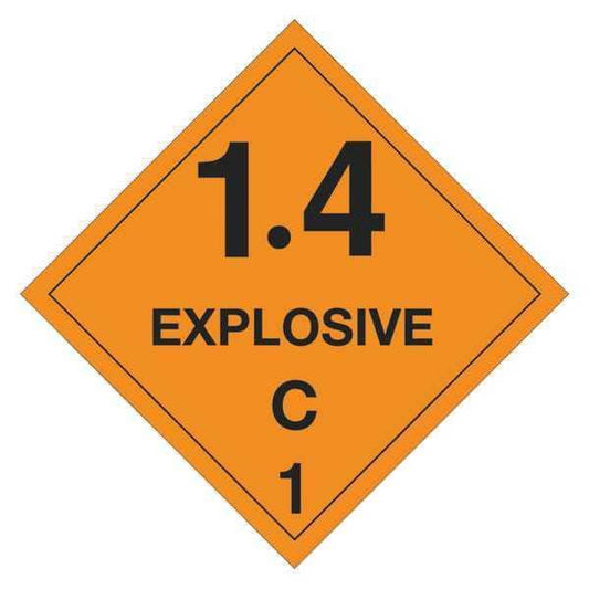 Tape Logic® Labels, "Explosive - 1.4C - 1, 4" x 4", Orange/Black, 500/Roll