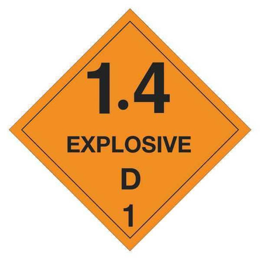 Tape Logic® Labels, "Explosive - 1.4D - 1, 4" x 4", Orange/Black, 500/Roll