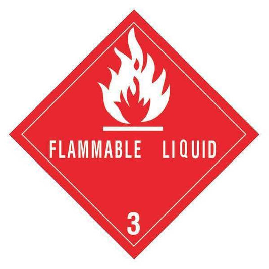 Tape Logic® Labels, "Flammable Liquids - 3", 4" x 4", Red/White, 500/Roll