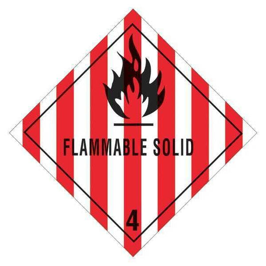 Tape Logic® Labels, "Flammable Solid - 4", 4" x 4", Red/White/Black, 500/Roll