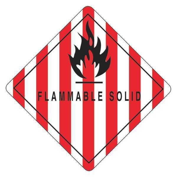 Tape Logic® Labels, "Flammable Solid", 4" x 4, Red/White/Black, 500/Roll