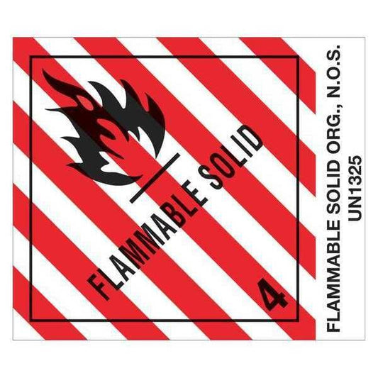 Tape Logic® Labels, "Flammable Solids, N.O.S.", 4" x 4 3/4", Red/White/Black, 500/Roll