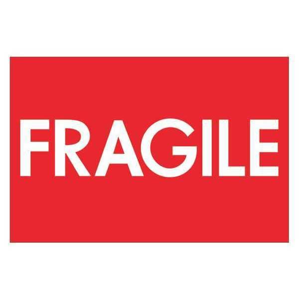 Tape Logic® Labels, "Fragile" (High Gloss), 2" x 3", Red/White, 500/Roll