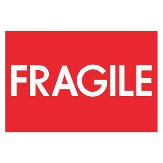 Tape Logic® Labels, "Fragile" (High Gloss), 2" x 3", Red/White, 500/Roll