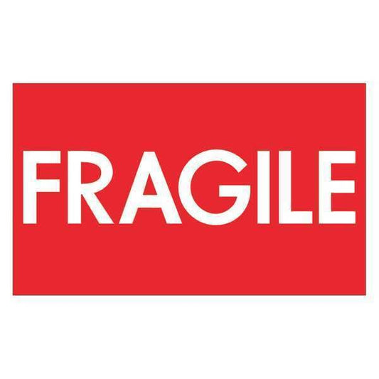 Tape Logic® Labels, "Fragile" (High Gloss), 3" x 5", Red/White, 500/Roll